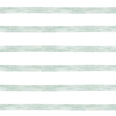 Watercolor seamless pattern mint color strips. Isolated on white background. Hand drawn clipart. Perfect for card, fabric, tags, invitation, printing, wrapping.