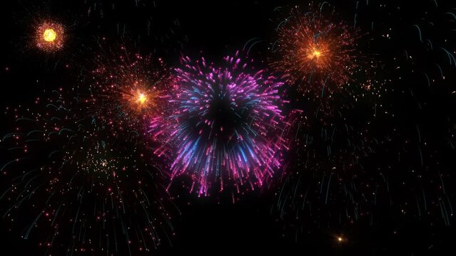 Beautiful animation realistic firework background