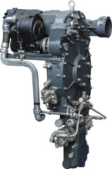 Naklejka premium Isolated PNG cutout of a plane engine on a transparent background, ideal for photobashing, matte-painting, concept art