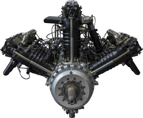 Isolated PNG cutout of a plane engine on a transparent background, ideal for photobashing,...