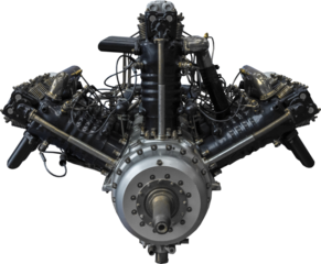 Isolated PNG cutout of a plane engine on a transparent background, ideal for photobashing, matte-painting, concept art