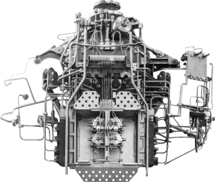 Isolated PNG cutout of a spaceship reactor on a transparent background, ideal for photobashing, matte-painting, concept art