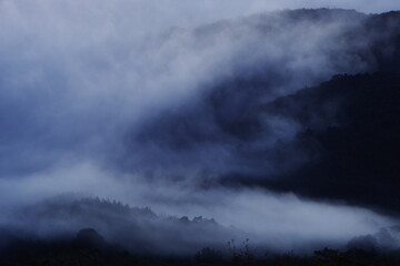 foggy mountain landscape photography
