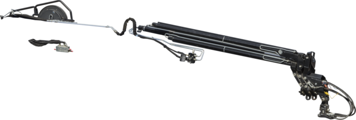 Isolated PNG cutout of a mechanical arm on a transparent background, ideal for photobashing, matte-painting, concept art