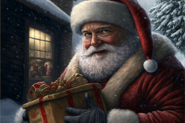 Portrait of happy Santa Claus. Merry Christmas and happy holidays!