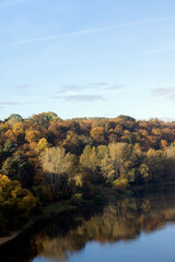Fototapeta premium Fog-covered river in early autumn