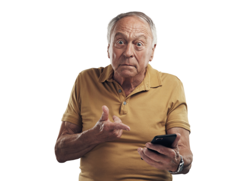 PNG Studio shot of an elderly man using his cellphone