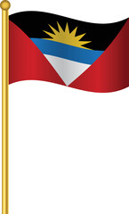 Flag of Antigua and Barbuda,Antigua and Barbuda flag Golden waving isolated vector illustration eps10.