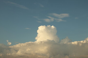 Beautiful landscape view of fluffy cloud and dark blue sky. Abstract background of depression and lonely concept.