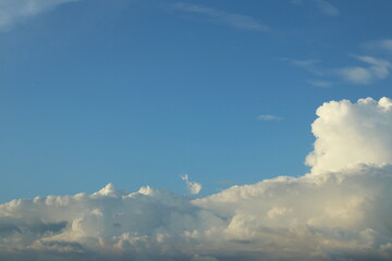 Beautiful landscape view of fluffy cloud and blue sky. Abstract background of depression and lonely concept.