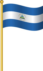 Flag of Nicaragua,Nicaragua flag Golden waving isolated vector illustration eps10.