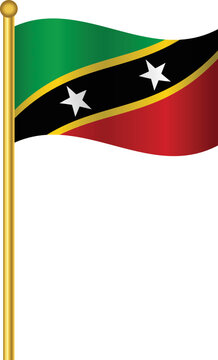 Flag of Saint Kitts and Nevis,Saint Kitts and Nevis flag Golden waving isolated vector illustration eps10.