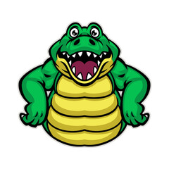 Cartoon Happy Crocodile Character with hands on hip
