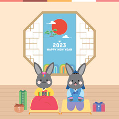 흑토끼_한복 © 애영 고