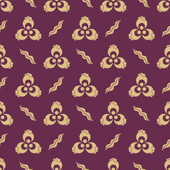 Seamless oriental luxurious vector damask pattern in Ottoman Kaftan Style with Islamic stylized flower Chintamani motifs. Use for fabric prints, weaving, knitting, home decoration and fashion design.
