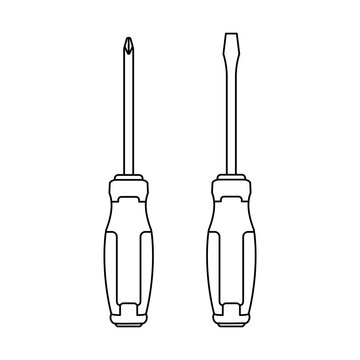 screwdrivers icon outline. screwdrivers logo. An illustration of screwdrivers. Perfect use for icon, logo, web, pattern, design, etc.