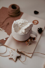 New Year's and Christmas mood.  Aromatic cocoa and gingerbread