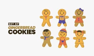 Set of Gingerbread Cookies Vector Illustration Design Pack