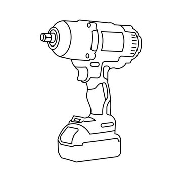 black and white impact wrench tool clip art preview