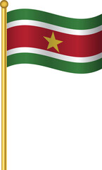 Flag of Suriname,Suriname flag Golden waving isolated vector illustration eps10.