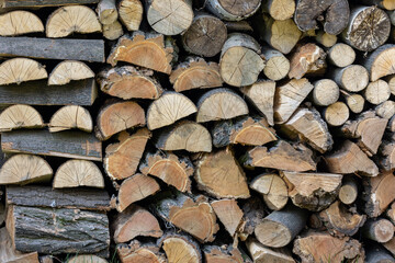  stack of firewood prepared for winter