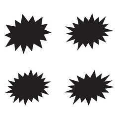 Black bursting star shapes. Set of comic splash, explosion, burst, bang, blast, shine, star vector for sale labels, stickers.