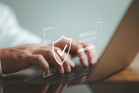 user login to computer by username and password, cyber security concept, information security and encryption, secure access to user's personal information, secure Internet access, cybersecurity.