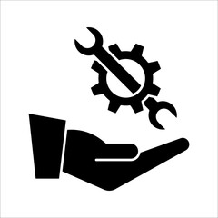 Mechanic gear service hand line icon. Setting and support concept. Vector illustration on white background.