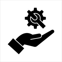 Mechanic gear service hand line icon. Setting and support concept. Vector illustration on white background.