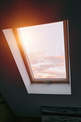 Rooftop wooden window interior photo