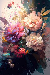 Fototapeta na wymiar Beautiful floral design for prints, postcards or wallpaper