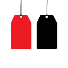 Black and red blank tag isolated on a white background