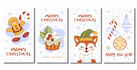 set of cute vertical story banners hand drawn christmas new year vector
