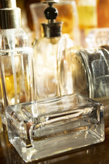 fragrance concept with variety of perfume bottles