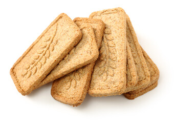 Cookies made of whole grain cereals on a white background 