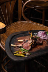 lamb ribs are grilled in the restaurant
