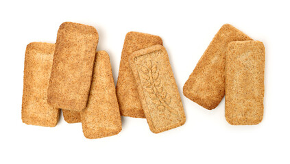 Cookies made of whole grain cereals on a white background 