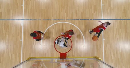 Women's basketball game, the confrontation of two team basketball players, active game, woman power, view from a height. - Powered by Adobe
