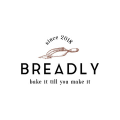 Bakery logo with scoop of grain in vector
