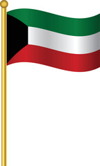 Flag of Kuwait,Kuwait flag Golden waving isolated vector illustration eps10.