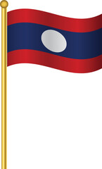 Flag of Laos,Laos flag Golden waving isolated vector illustration eps10.