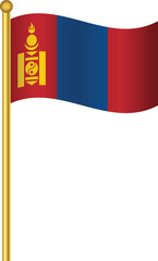 Flag of Mongolia,Mongolia flag Golden waving isolated vector illustration eps10.