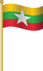 Flag of Burma,Burma flag Golden waving isolated vector illustration eps10.