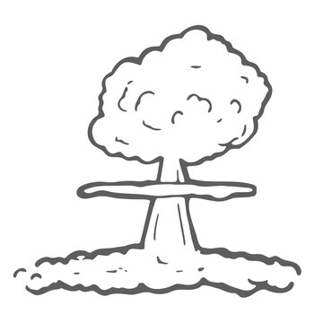 recommend clip art: Doodle style nuclear mushroom cloud illustration in vector format suitable for web, print, or advertising use.