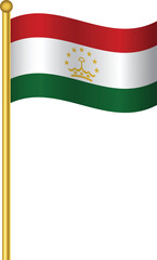 Flag of Tajikistan,Tajikistan flag Golden waving isolated vector illustration eps10.