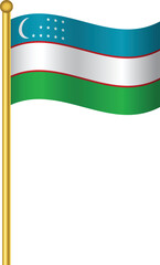 Flag of Uzbekistan,Uzbekistan flag Golden waving isolated vector illustration eps10.