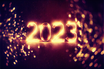 2023 new year sign with bokeh background