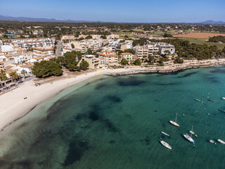 Colònia de Sant Jordi, Es Port beach view, Ses Salines, Mallorca, Balearic Islands, Spain