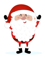 Waving Santa - illustration in cartoon style. Merry Christmas and happy new year. Funny characters in Santa's workshop.
