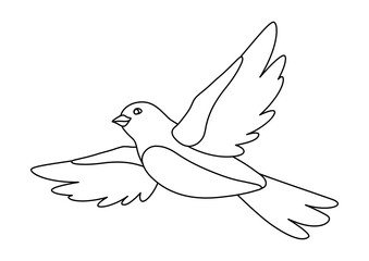 Illustration of cute flying bird. Image of birdie in simple style.